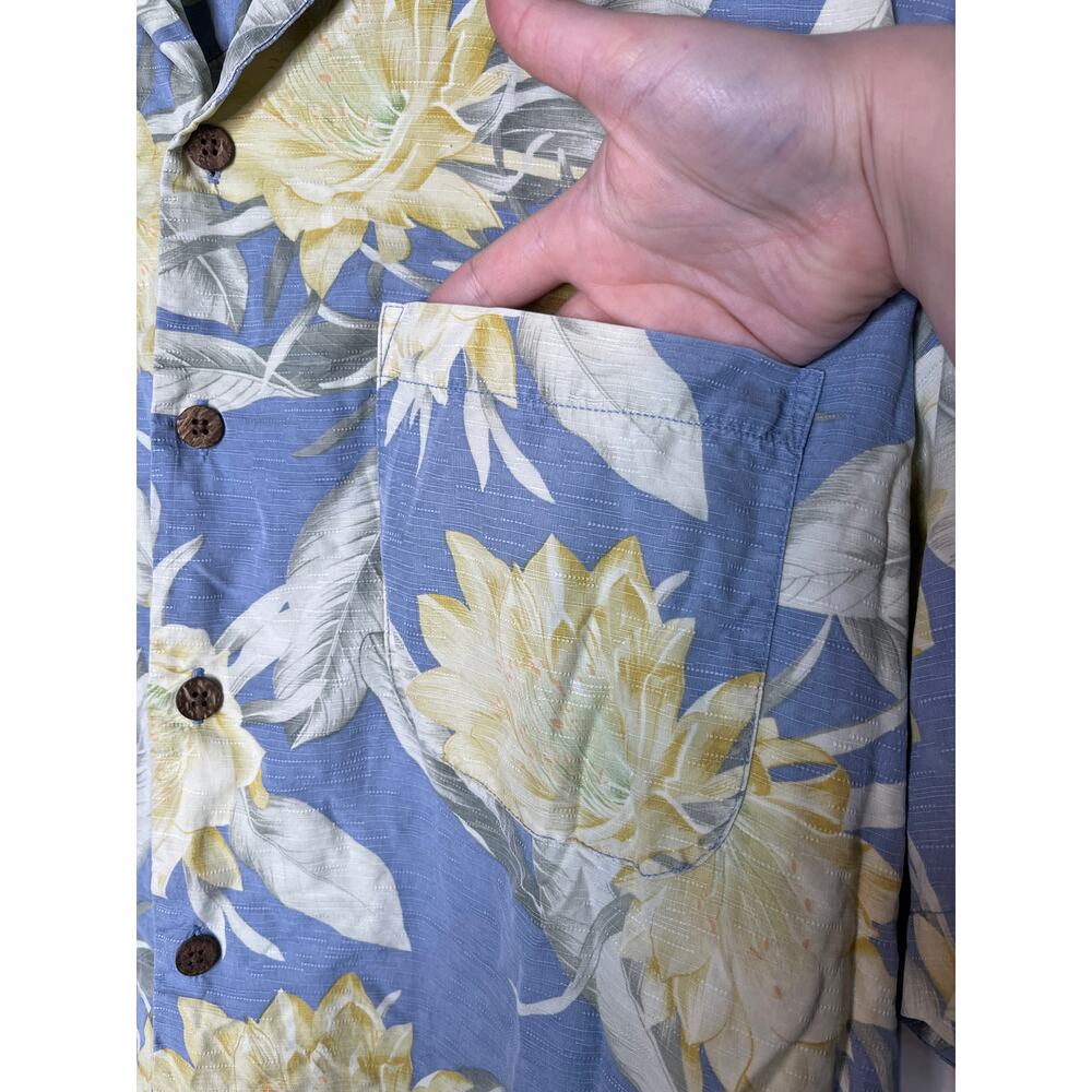 Tommy Bahama Blue Yellow Green Floral Hawaiian Tropical Resort Silk Camp Shirt M - Picture 3 of 4